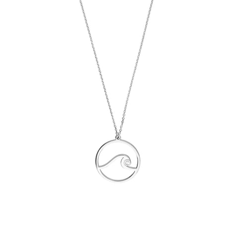 CZ Wave in Circle Cable Necklace