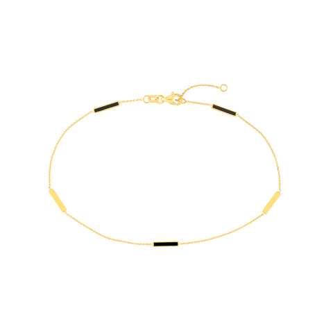 Black Enamel Alternating Bar Anklet