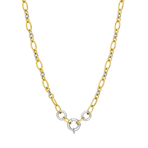 Two Tone Alternate Oval Link Necklace