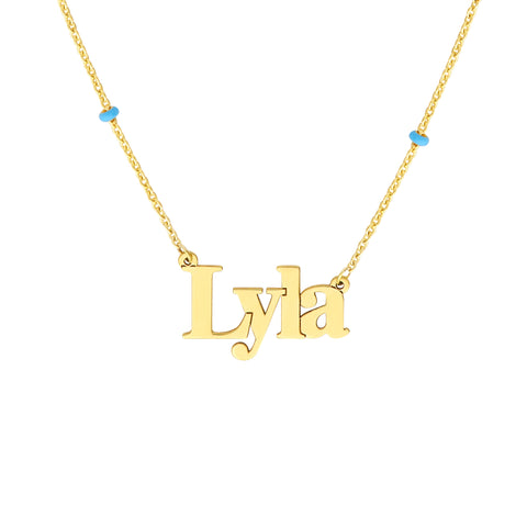 Enamel Bead Nameplate Necklace