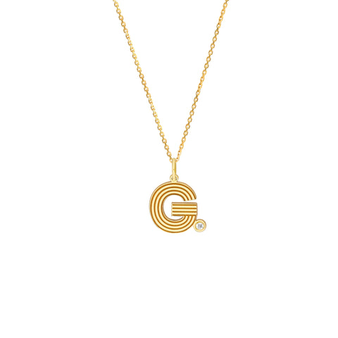 Block Lined Initial G with Diamond Necklace