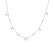 Initial & Diamond Bezel Station Necklace