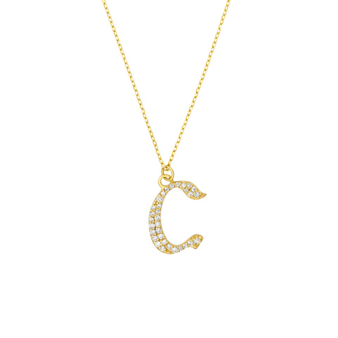 Diamond Gothic C Necklace