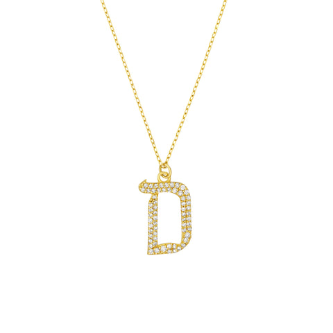 Diamond Gothic D Necklace