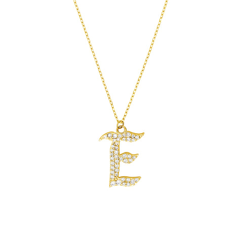 Diamond Gothic E Necklace