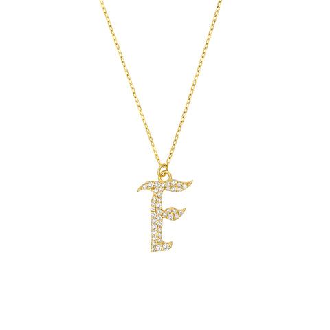 Diamond Gothic F Necklace