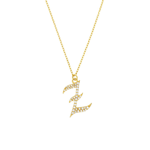 Diamond Gothic Z Necklace