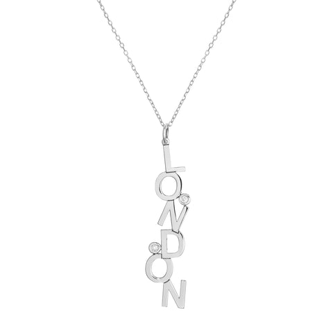 Dancing Block Letters Diamond Bezel Necklace