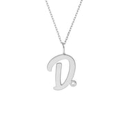 Script “D” Initial with Diamond Bezel Necklace