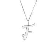 Script “F” Initial with Diamond Bezel Necklace