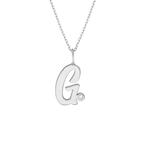 Script G with Diamond Bezel Necklace