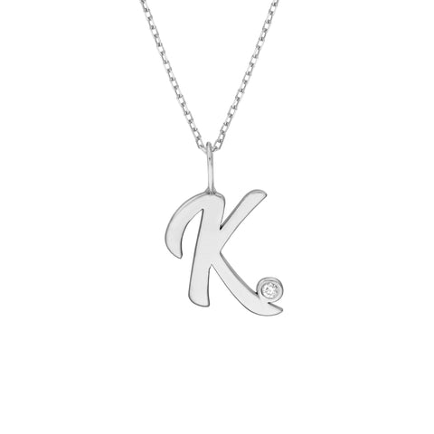 Script K Diamond Bezel Necklace