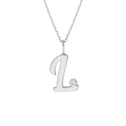 Script L with Diamond Bezel Necklace