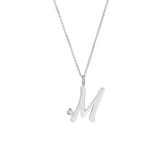 Script M with Diamond Bezel Necklace