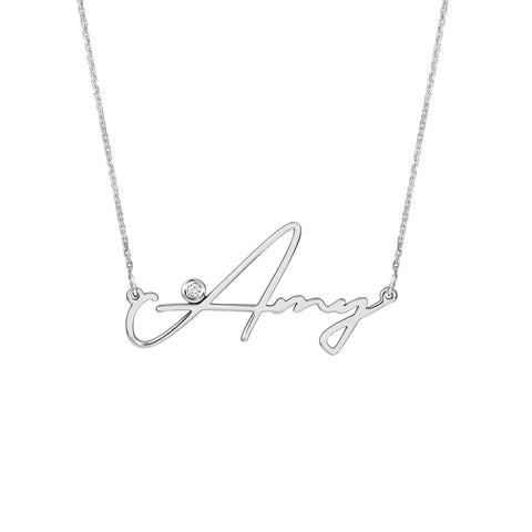 Signature Diamond Bezel Nameplate Necklace