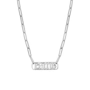 Gothic Nameplate Paper Clip Necklace w/Diamond