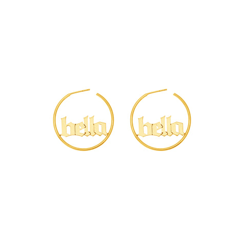 Gothic Nameplate Hoop Earrings