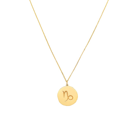 Capricorn Organic Disc Pendant Necklace