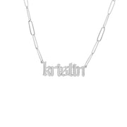 Gothic Nameplate Paper Clip Necklace