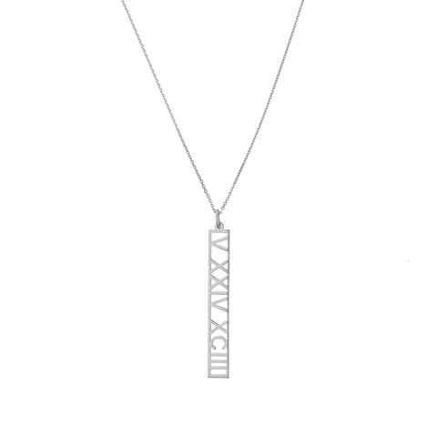 5mm Vertical Roman Numeral Pendant Necklace