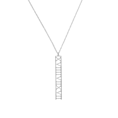 7mm Vertical Roman Numeral Pendant Necklace