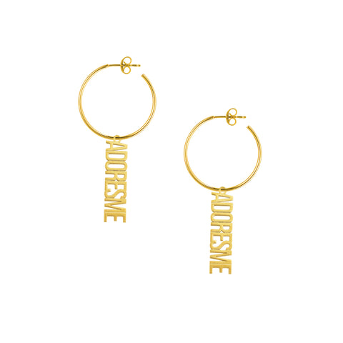 Personalization Vertical Nameplate Hoop Earrings