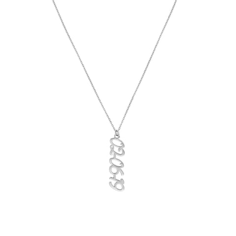 7mm Vertical Script Numeral Necklace