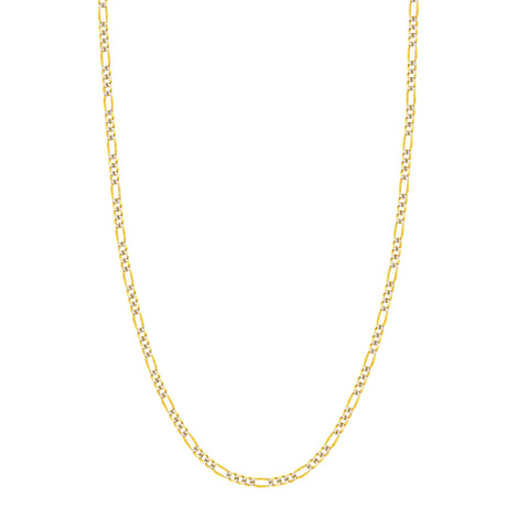 3.2mm Two-Tone Pave Figaro Chain with Lobster Lock