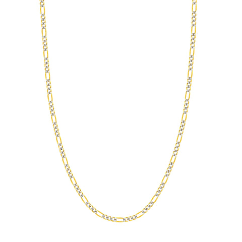 3.9mm Two-Tone Pave Figaro Chain with Lobster Lock