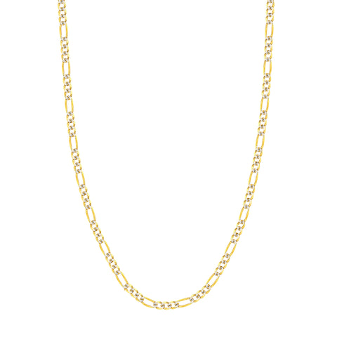 5.8mm Two-Tone Pave Figaro Chain with Lobster Lock