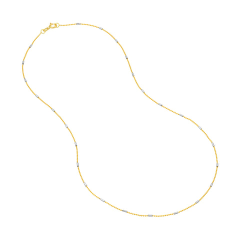 0.95mm Two-Tone Barrel Saturn Chain with Lobster Lock