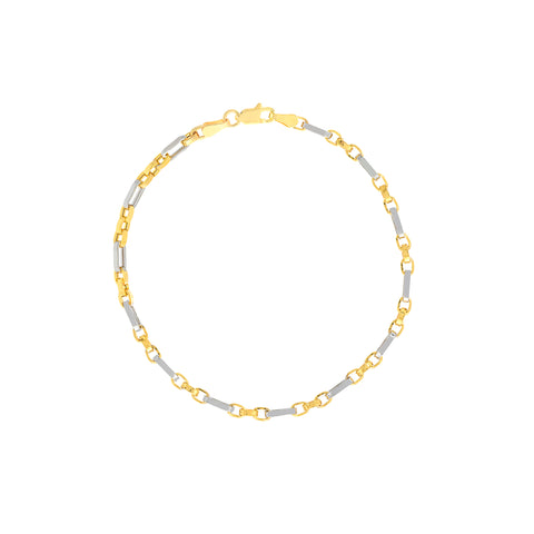 Two-Tone Figaro Square Rolo Chain Bracelet