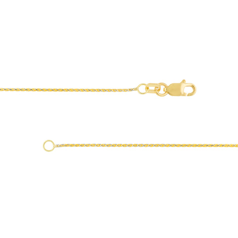 0.85mm Two-Tone Pave Wheat Chain with Lobster Lock