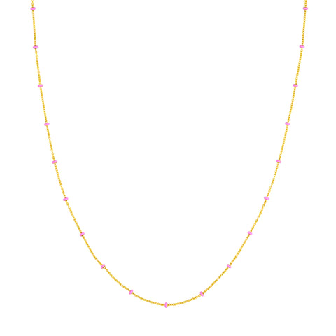 Pink Enamel Bead Saturn Chain