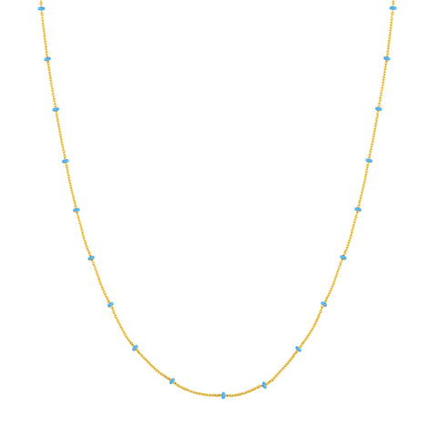 Baby Blue Enamel Bead Saturn Chain