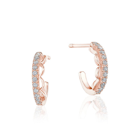 Open Crescent Diamond Huggie Earrings