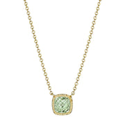 Petite Cushion Gem Necklace with Prasiolite