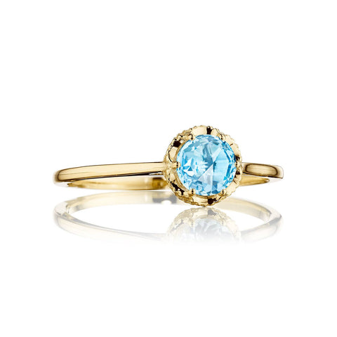 Petite Crescent Crown Gem Ring featuring Sky Blue Topaz