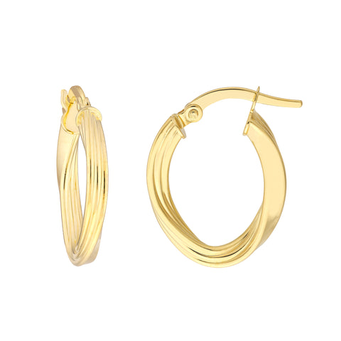 Fluted Oval Hoop Earrings