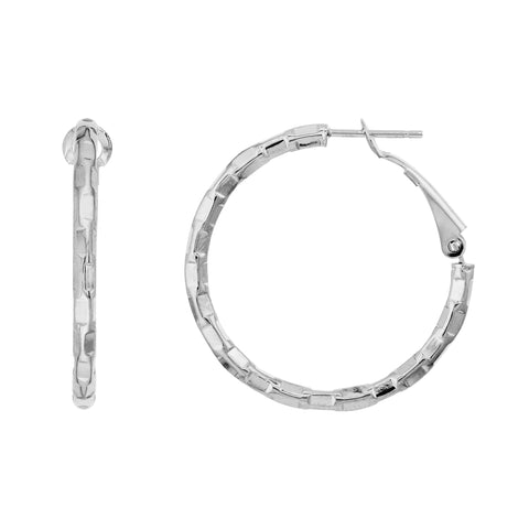 Brick Hoop Earrings with Omega Back