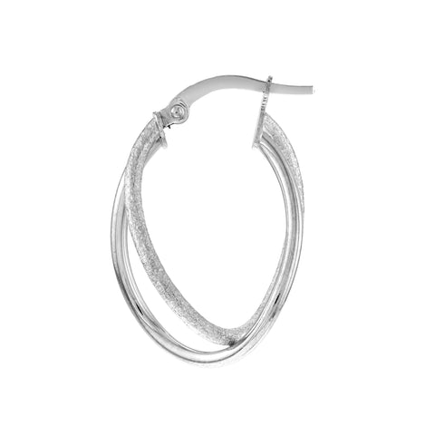 Polished and Satin Twisted Hoop Earrings