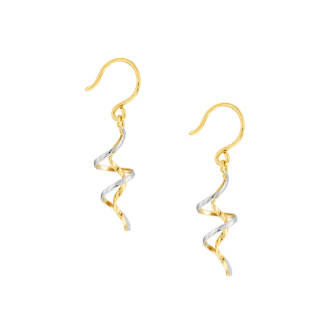 Two-Tone Twisted Wire Earrings on Fish Hook