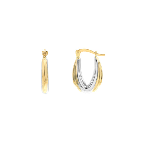 Two-Tone Draped Oval Hoop Earrings