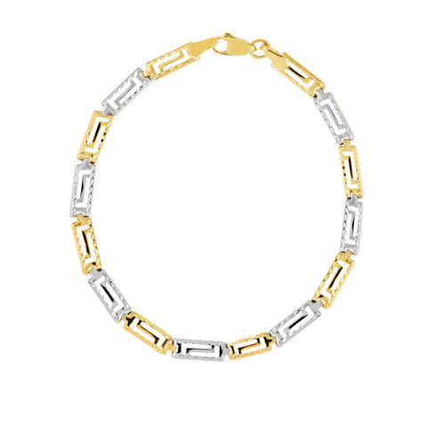 Two-Tone Diamond-Cut Greek Key Stampato Bracelet