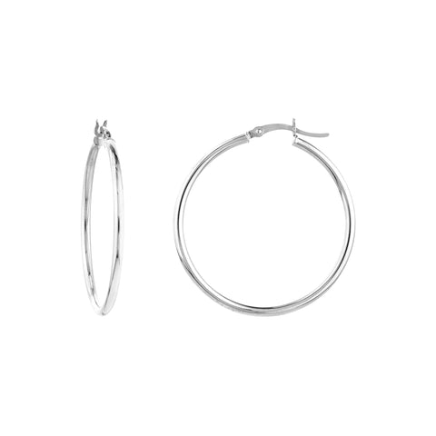 2mm x 35mm Polished Hoop Earrings