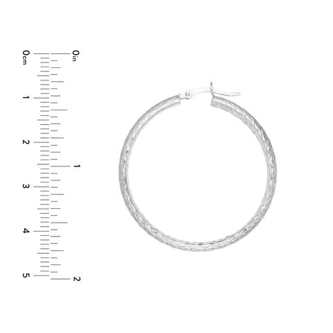 40mm x 4mm Diamond-Cut Hoop Earrings