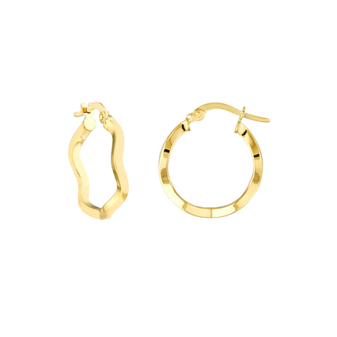 Square Tube Wavy Hoop Earrings