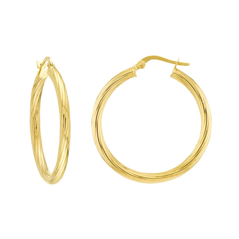 Large Round Fluted Spiral Hoop Earrings