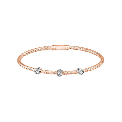 Diamond Trio Station Rose Mesh Bangle