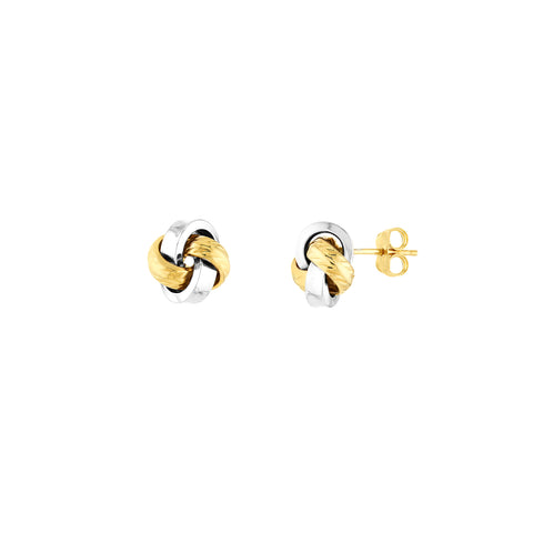 Two-Tone Love Knot Stud Earrings